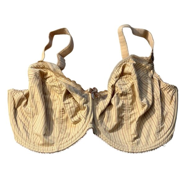 Fantasie Nude Beige Stripe Underwire Bra 38G Adjustable Straps Lace Trim Nylon B - Picture 1 of 3